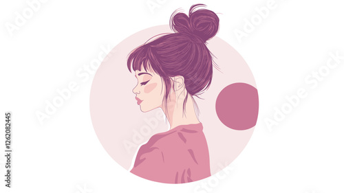 Woman with Hair Bun Illustration
