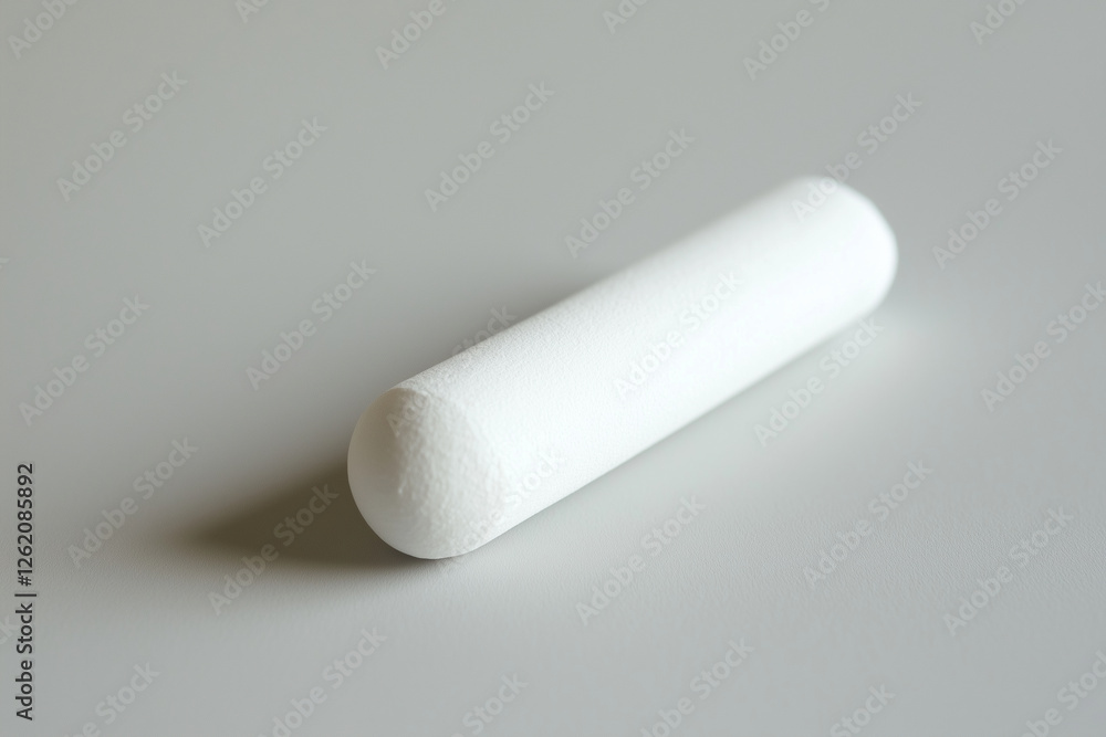 A Single Piece of White Chalk on a Light Gray Surface. A Single Piece of White Chalk on a Light Gray Surface.