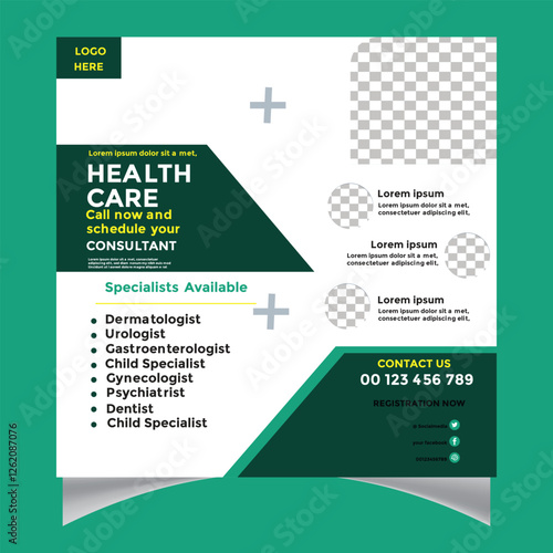 Modern Healthcare Flyer Design for Specialists, A professional, eye-catching flyer promoting a healthcare clinic or practice.