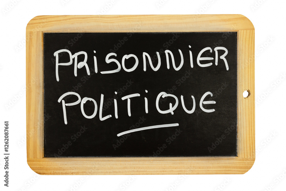 les mots prisonnier politique écrit en français sur une ardoise les mots prisonnier politique écrit en français sur une ardoise