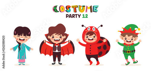 Cartoon Children Wearing Various Costumes