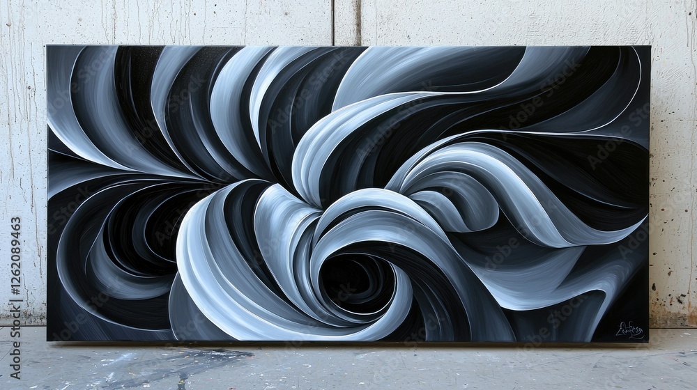 Abstract Black and White Swirling Art with Flowing Textures and Shapes Abstract Black and White Swirling Art with Flowing Textures and Shapes