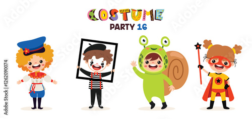 Cartoon Children Wearing Various Costumes