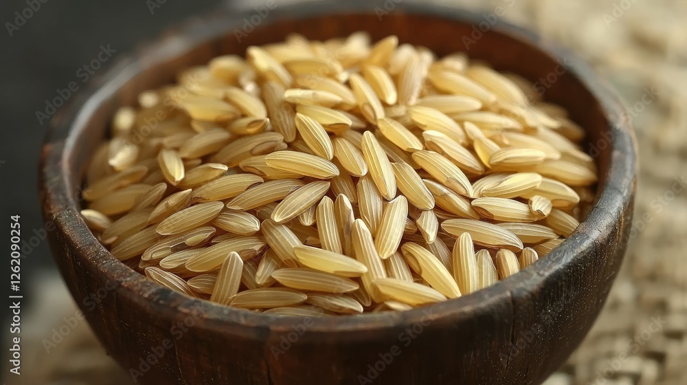 Obraz premium Organic Whole Grain Oats in Wooden Bowl on Rustic Background