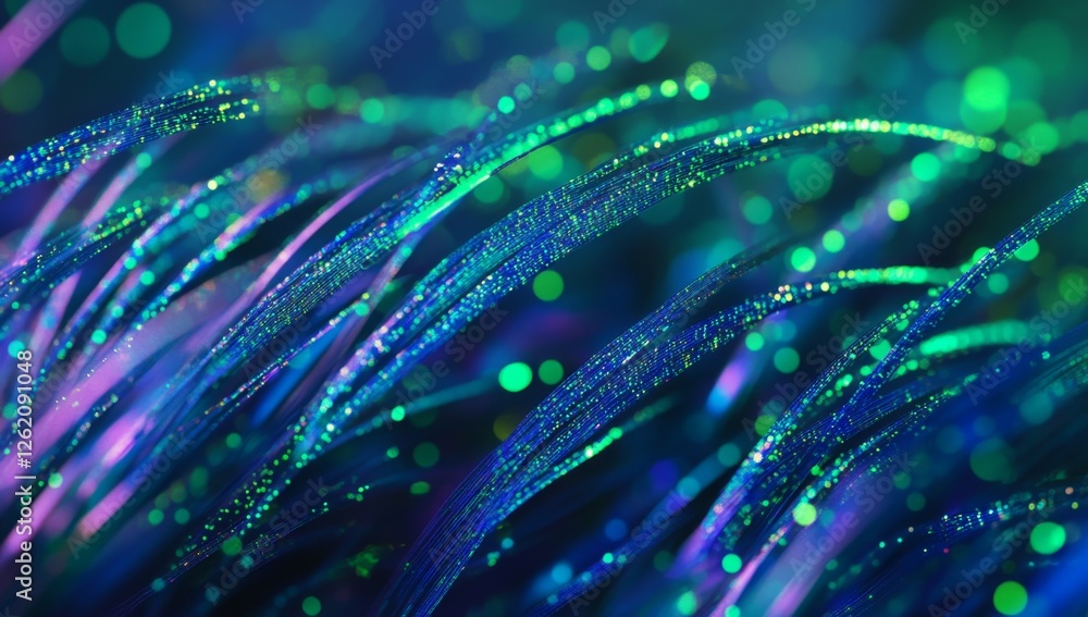 Abstract glowing fibers, dark background, bokeh, digital art, website design Abstract glowing fibers, dark background, bokeh, digital art, website design