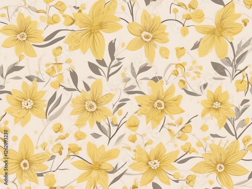 Wallpaper Mural Floral flower seamless textile pattern with cute minimal flower pattern background Torontodigital.ca