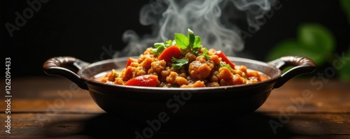 Fragrant aromas waft from a slow-cooked rendang pot, fragrance, liquid