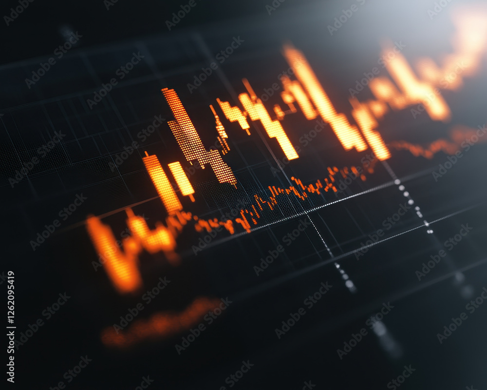Fototapeta premium Dynamic financial chart displaying fluctuating data trends and analysis