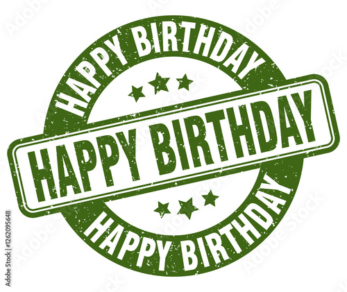 Photography happy birthday stamp. happy birthday label. round grunge sign