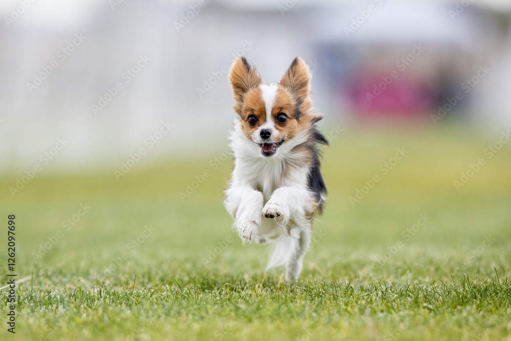 Purebred Papillon Running Lure Course Sprint Dog Sport Purebred Papillon Running Lure Course Sprint Dog Sport
