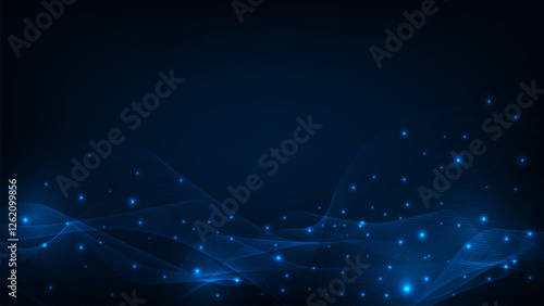 Abstract blue digital equalizer. Effect of sound wave oscillating. Technology abstract background.