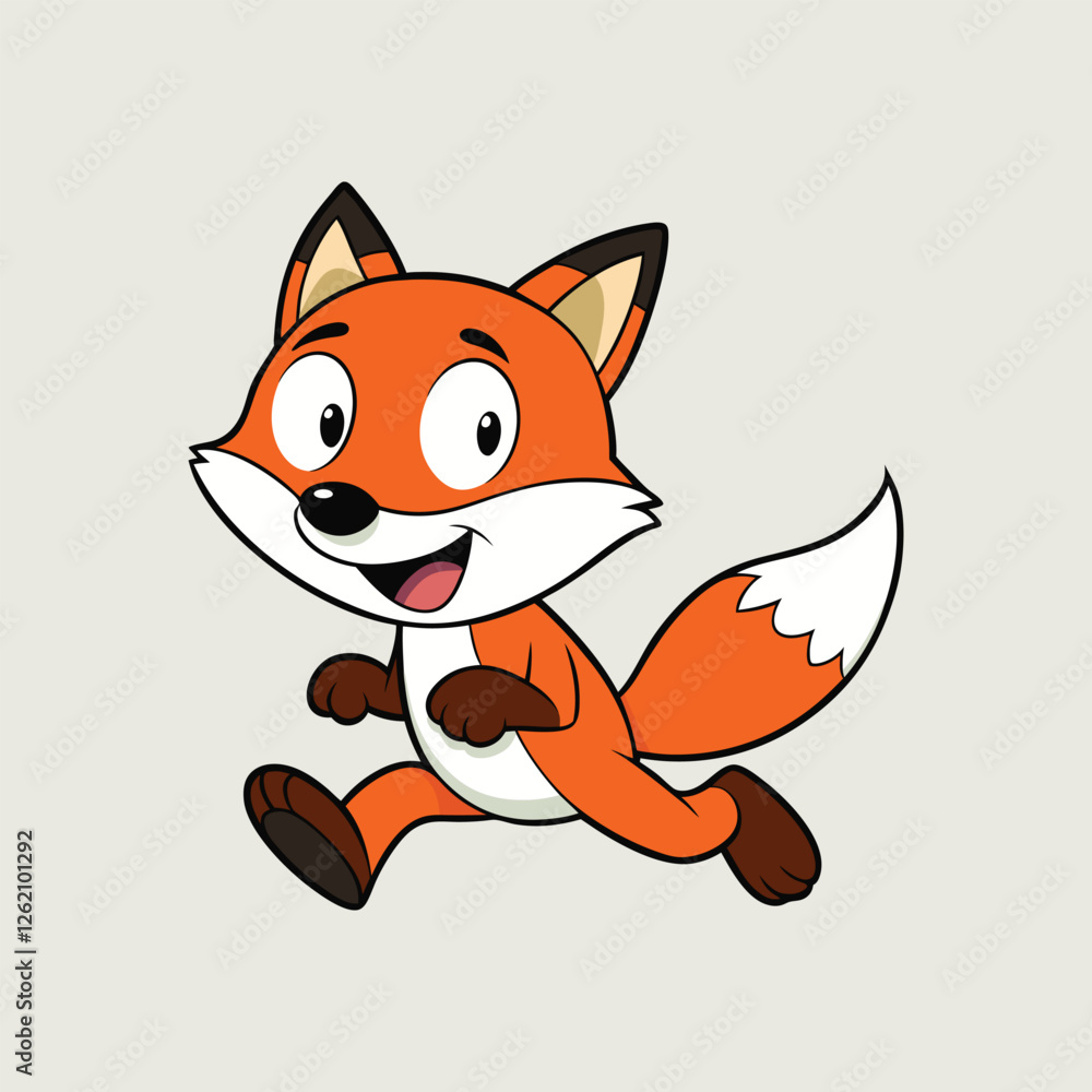 Obraz premium Running cute fox vector illustration