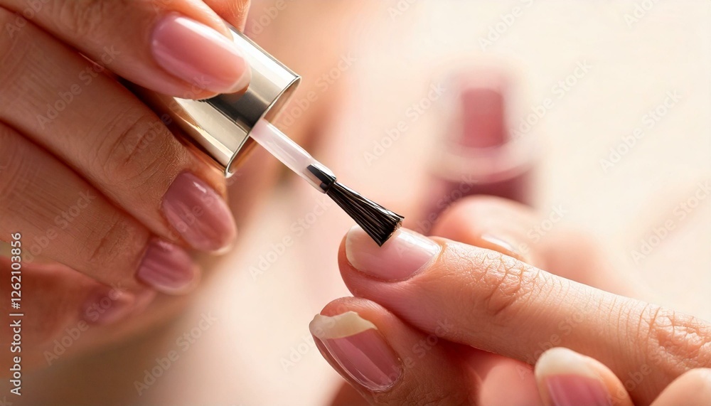 指にネイルを塗る女性の手元 指にネイルを塗る女性の手元