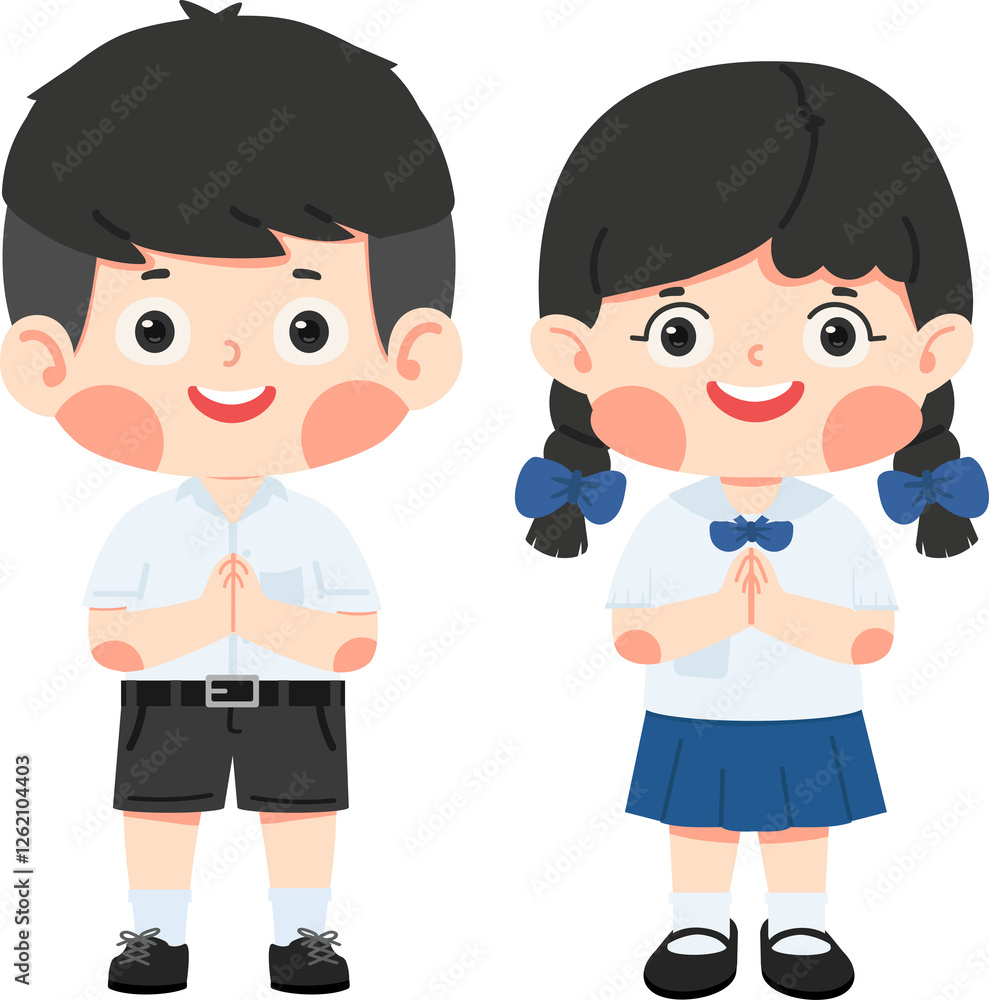 couple standing and raising their hands in greeting cartoon couple standing and raising their hands in greeting cartoon