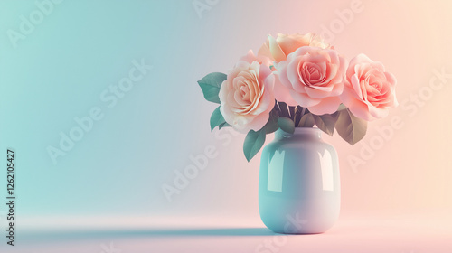 bouquet of pink roses in vase