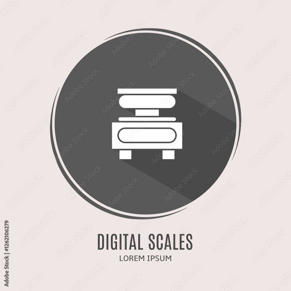 Symbol digital scales logo. Illustration of digital scales in flat. Stock vector. Symbol digital scales logo. Illustration of digital scales in flat. Stock vector.