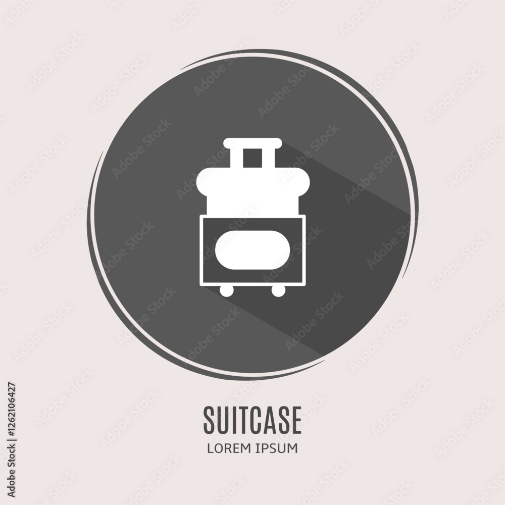 Symbol suitcase logo. Illustration of suitcase in flat. Stock vector. Symbol suitcase logo. Illustration of suitcase in flat. Stock vector.
