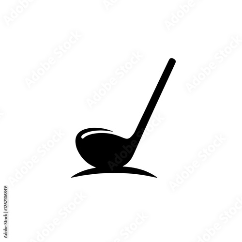 Golf Putter Icon:  A sleek, minimalist illustration of a golf putter resting on the green, ideal for websites, apps, or presentations related to golf, sports, or leisure.