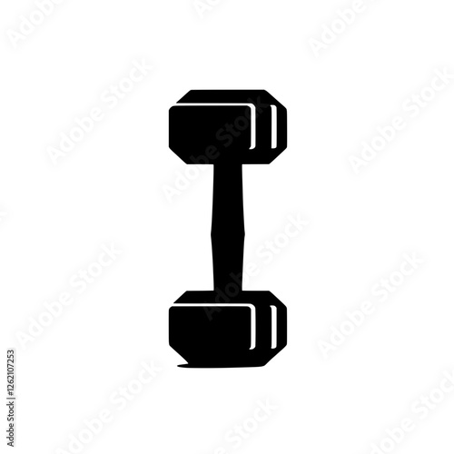 Black and White Dumbbell Icon:  A simple yet powerful silhouette of a dumbbell, signifying strength, fitness, and the pursuit of physical goals.  