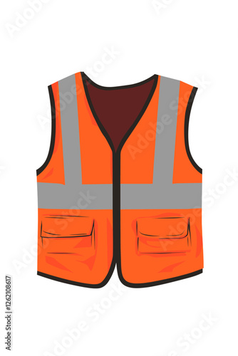 Orange reflective safety vest isolated on white background, providing high visibility and protection for workers in hazardous environments hi vis hi-vis