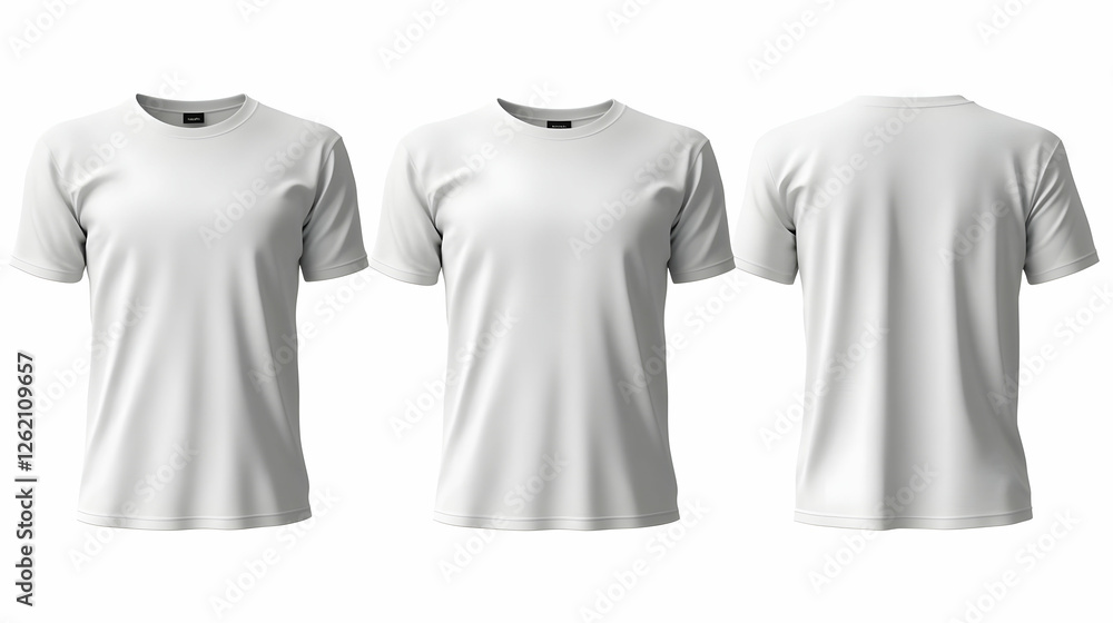 White T-shirt mockup, front, side, back views White T-shirt mockup, front, side, back views