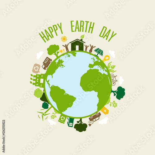 Green world ecology concept ,Flat design save the earth. vector Background