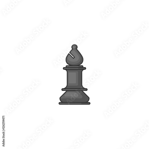 Black Chess Bishop Piece on a White Background for Strategy Concept