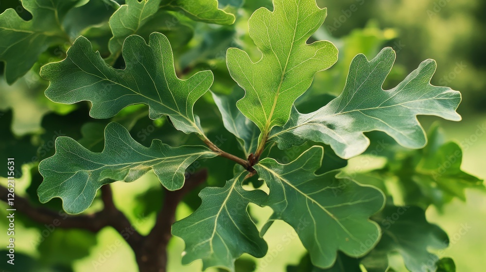 Close-up of Vibrant Green Oak Leaves Close-up of Vibrant Green Oak Leaves