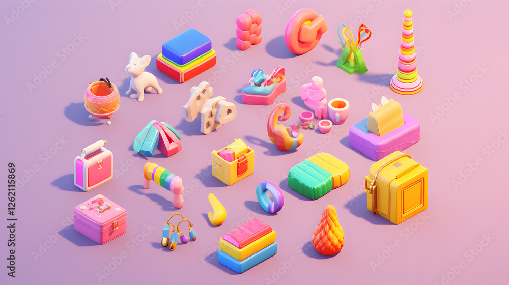 Charm Accessories isometric 3D Charm Accessories isometric 3D