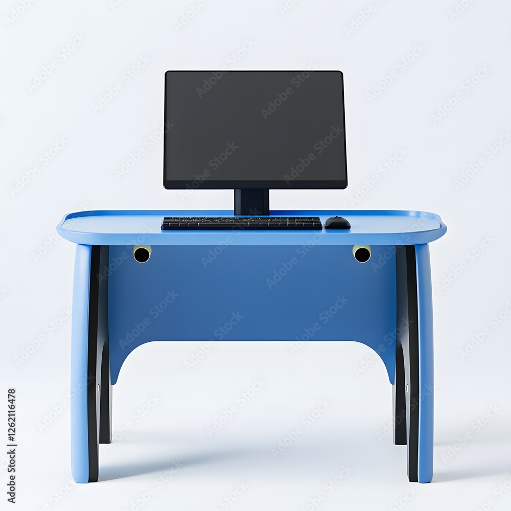 Light Blue Kids' Computer Desk, Studio Shot Light Blue Kids' Computer Desk, Studio Shot