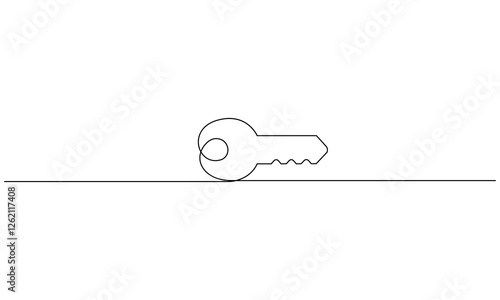 Simple Continuous One Line Drawing of a Key
