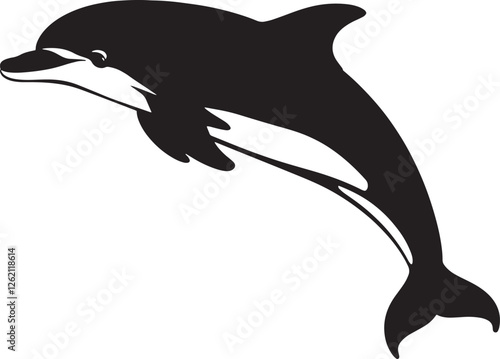 Black silhouette of a dolphin vector art design