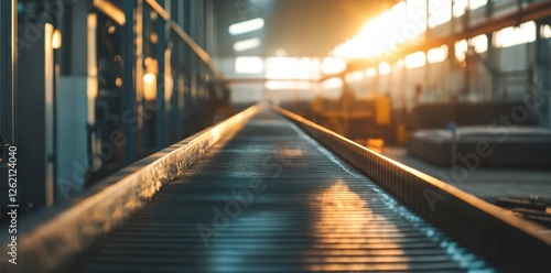 Golden hour in an industrial factory setting