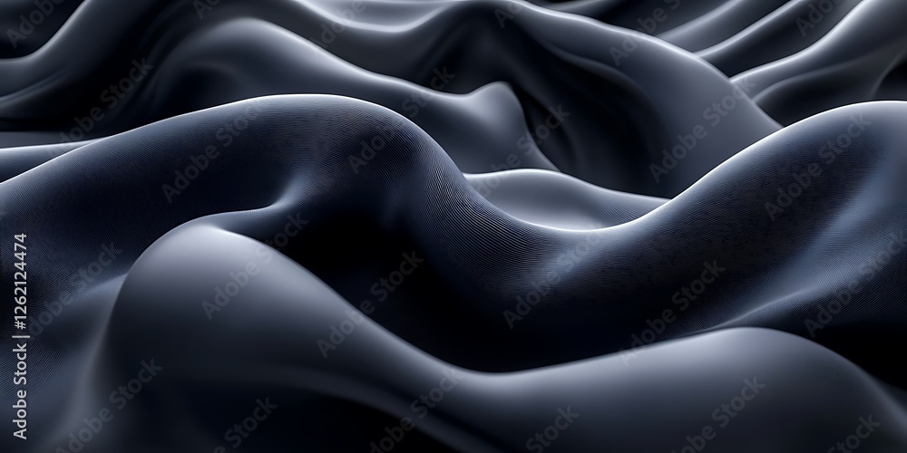 Fototapeta premium Dark fabric waves, abstract texture, background