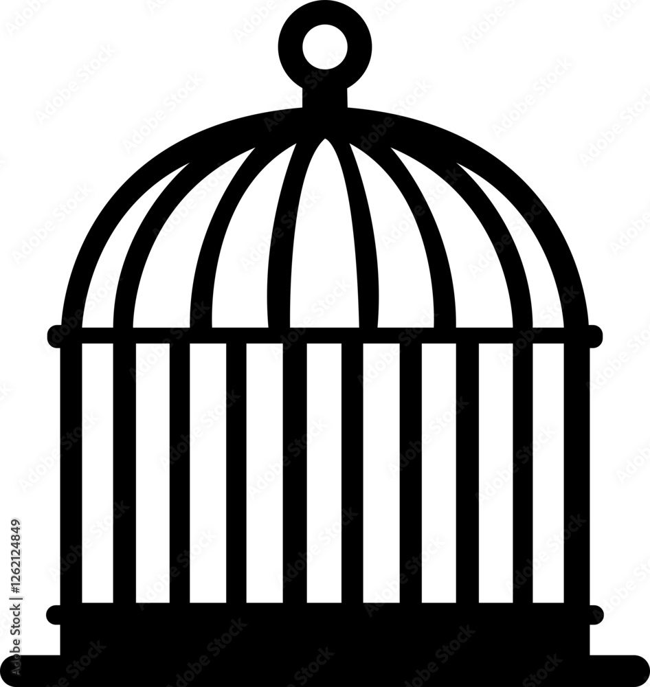 Bird cage icon.Set of closed empty bird cage silhouette icon vector illustration design.Metal animal transport hanging prison cages. Depicted without birds symbol of freedom and space. Bird cage icon.Set of closed empty bird cage silhouette icon vector illustration design.Metal animal transport hanging prison cages. Depicted without birds symbol of freedom and space.