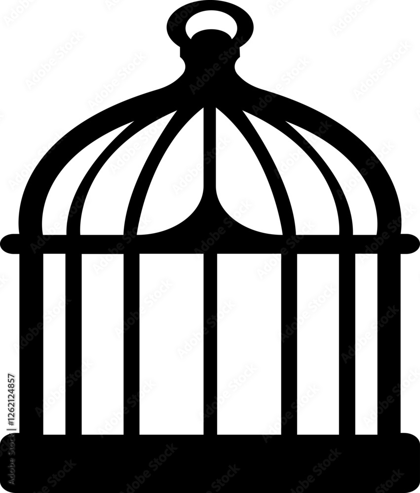 Bird cage icon.Set of closed empty bird cage silhouette icon vector illustration design.Metal animal transport hanging prison cages. Depicted without birds symbol of freedom and space. Bird cage icon.Set of closed empty bird cage silhouette icon vector illustration design.Metal animal transport hanging prison cages. Depicted without birds symbol of freedom and space.