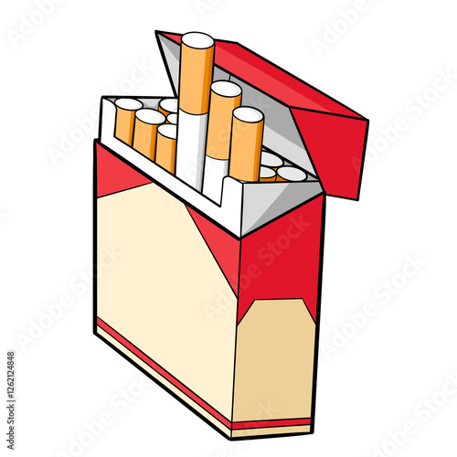 A pack of cigarettes, an isolated white box containing the unhealthy product of tobacco addiction