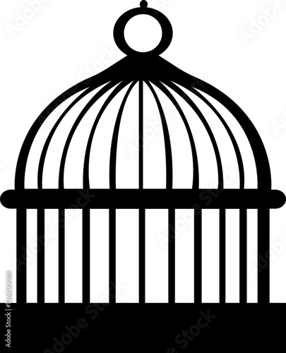 Bird cage icon.Set of closed empty bird cage silhouette icon vector illustration design.Metal animal transport hanging prison cages. Depicted without birds symbol of freedom and space.