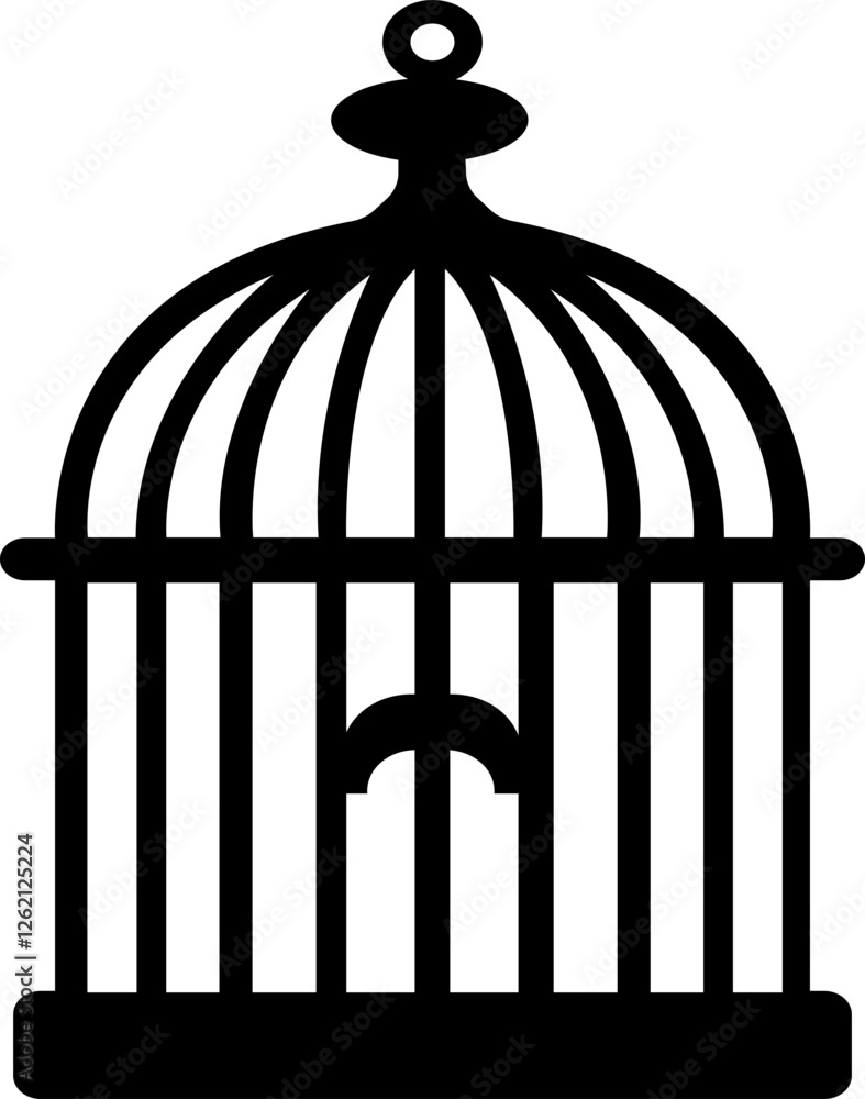 Bird cage icon.Set of closed empty bird cage silhouette icon vector illustration design.Metal animal transport hanging prison cages. Depicted without birds symbol of freedom and space. Bird cage icon.Set of closed empty bird cage silhouette icon vector illustration design.Metal animal transport hanging prison cages. Depicted without birds symbol of freedom and space.