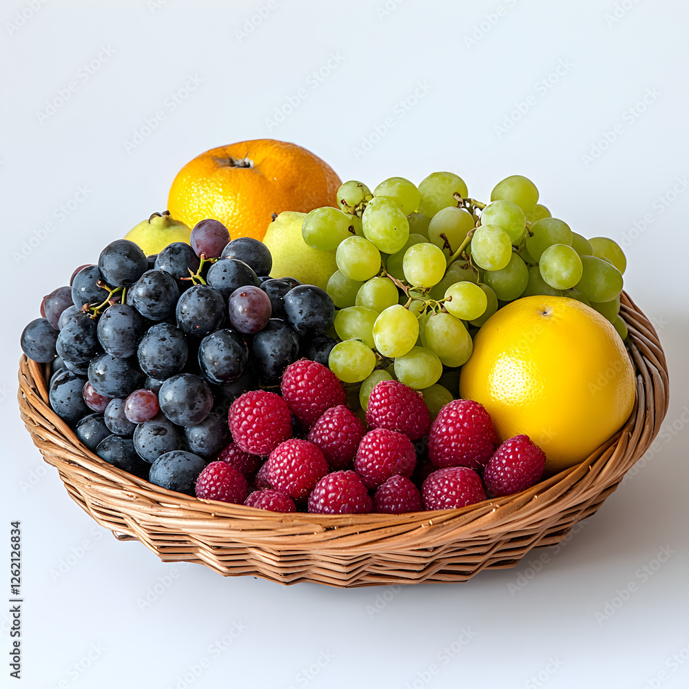 Fresh Fruit Basket Grapes Raspberries Citrus More Fresh Fruit Basket Grapes Raspberries Citrus More