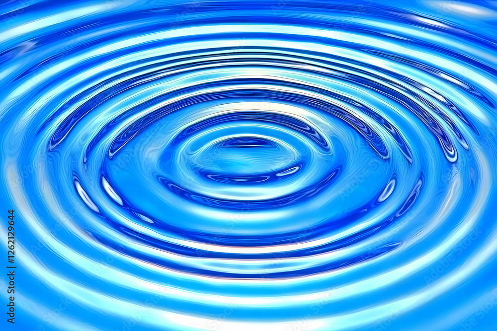 Blue water drop ripples, calm surface, background blur, spa backdrop Blue water drop ripples, calm surface, background blur, spa backdrop