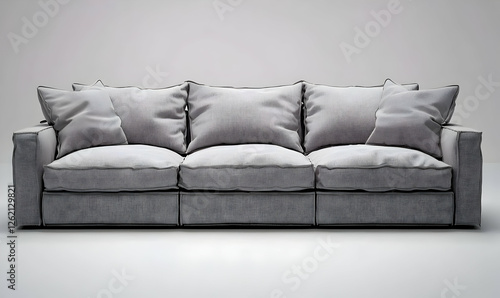 Grey sofa, modern design, studio shot, minimalist background, home decor photo