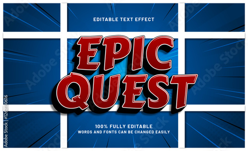 epic quest editable text effects with a comic and kids theme