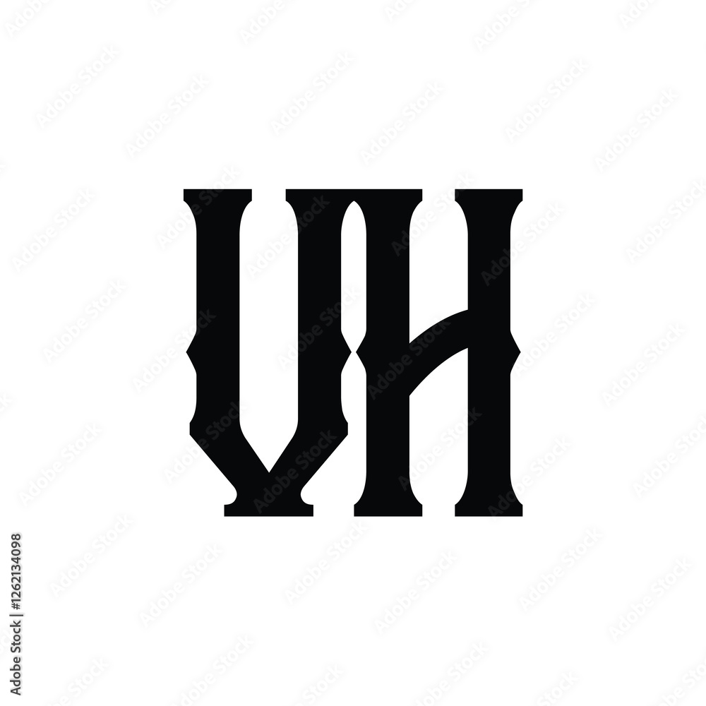 VH monogram logo design letter text name symbol monochrome logotype alphabet character simple logo
