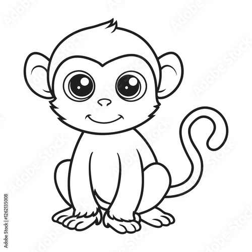 Vector illustration of monkey isolated on white background. Coloring book.