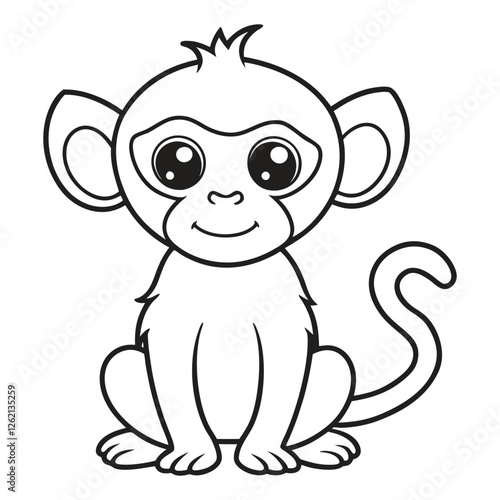 Vector illustration of monkey isolated on white background. Coloring book.