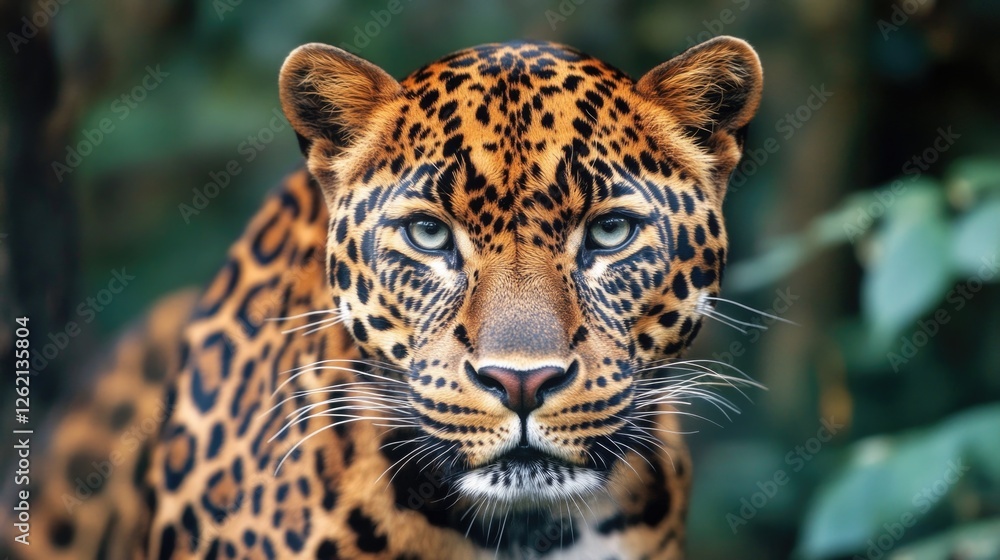 Fototapeta premium A majestic leopard in the wild, capturing a moment of intense focus.