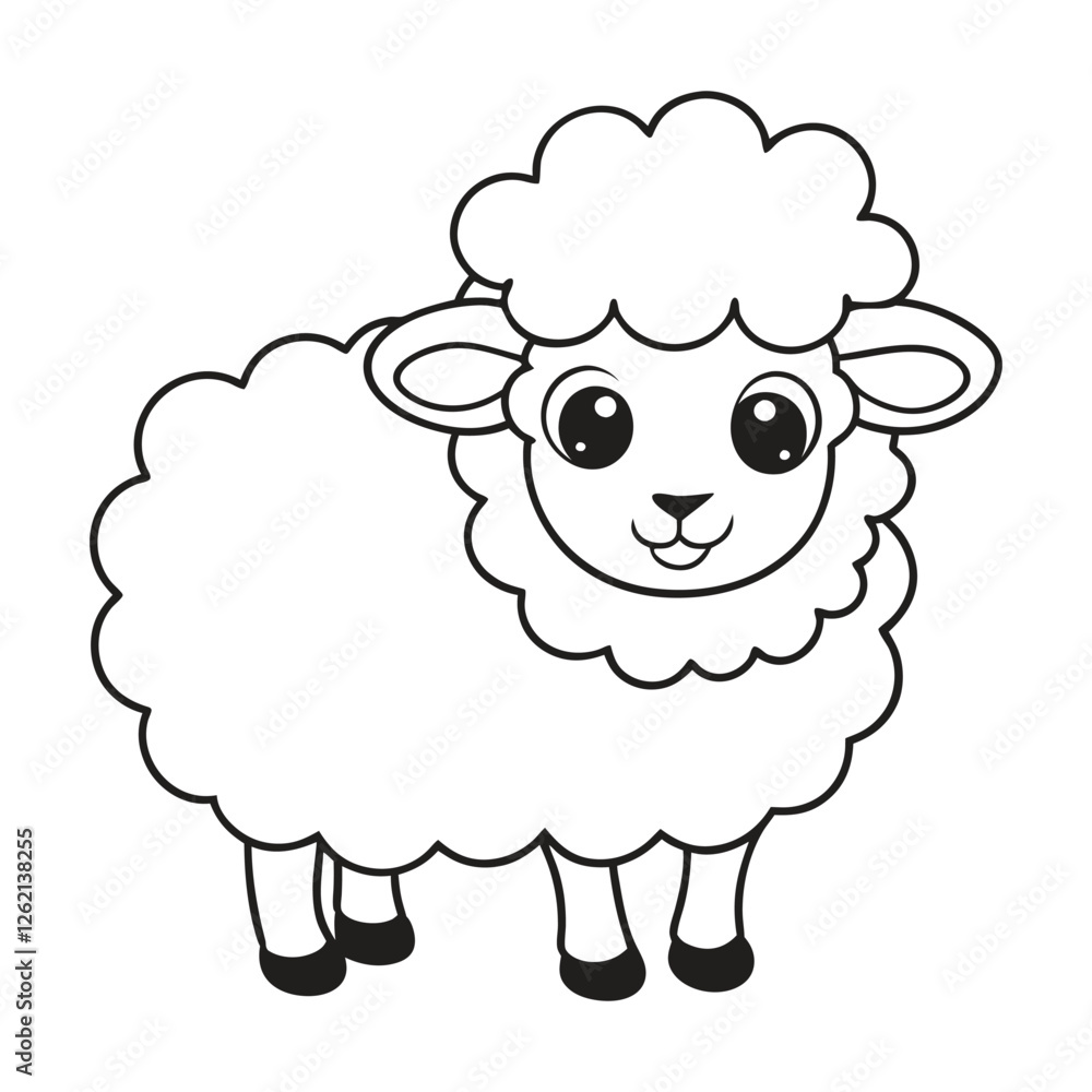 Vector illustration of sheep isolated on white background. For kids coloring book. Vector illustration of sheep isolated on white background. For kids coloring book.