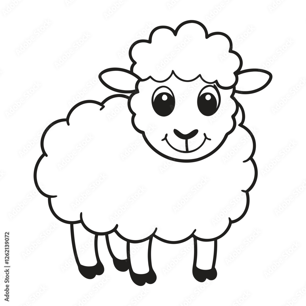 Vector illustration of sheep isolated on white background. For kids coloring book. Vector illustration of sheep isolated on white background. For kids coloring book.