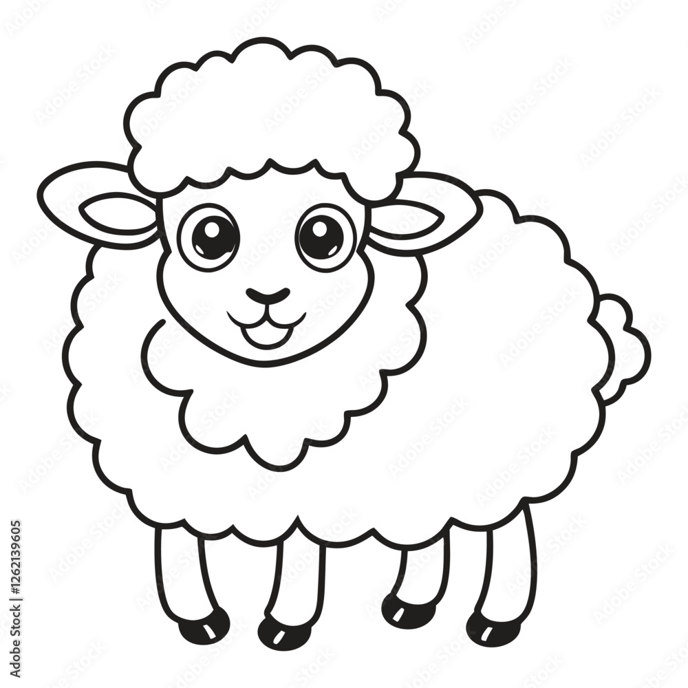 Vector illustration of sheep isolated on white background. For kids coloring book. Vector illustration of sheep isolated on white background. For kids coloring book.